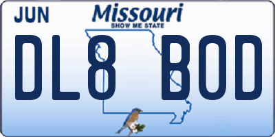 MO license plate DL8B0D