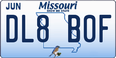 MO license plate DL8B0F