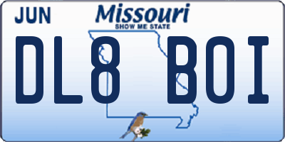 MO license plate DL8B0I