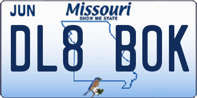 MO license plate DL8B0K