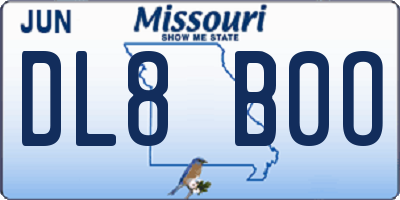 MO license plate DL8B0O