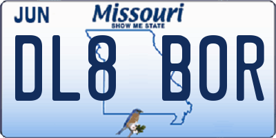 MO license plate DL8B0R