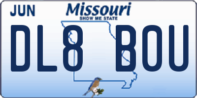 MO license plate DL8B0U