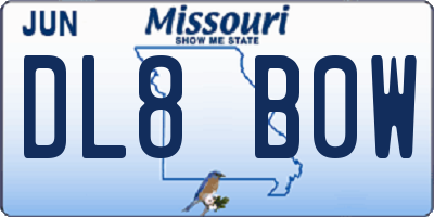 MO license plate DL8B0W