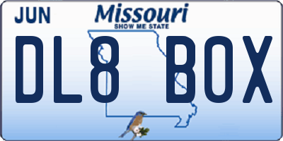MO license plate DL8B0X