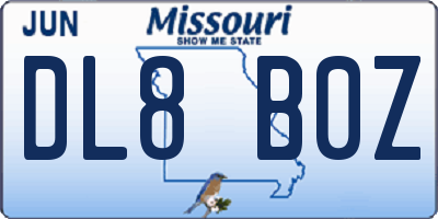 MO license plate DL8B0Z