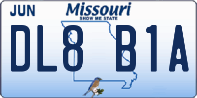 MO license plate DL8B1A
