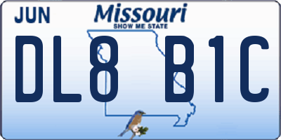 MO license plate DL8B1C