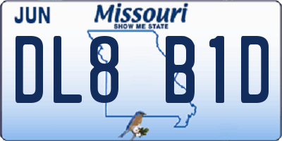 MO license plate DL8B1D