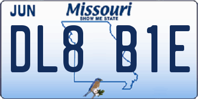 MO license plate DL8B1E