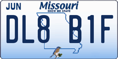 MO license plate DL8B1F