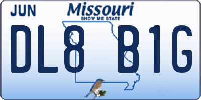 MO license plate DL8B1G