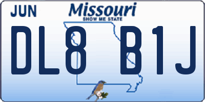MO license plate DL8B1J