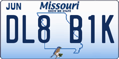 MO license plate DL8B1K