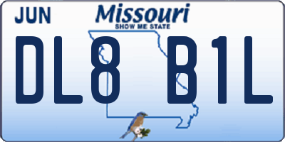 MO license plate DL8B1L
