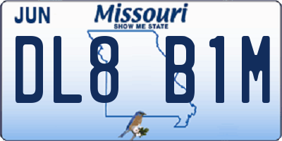 MO license plate DL8B1M
