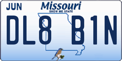 MO license plate DL8B1N