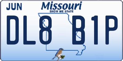 MO license plate DL8B1P