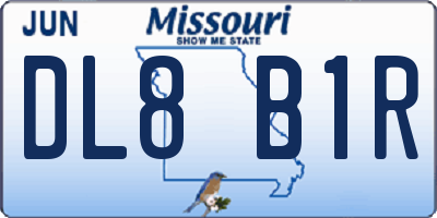 MO license plate DL8B1R