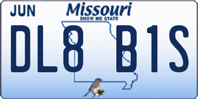 MO license plate DL8B1S