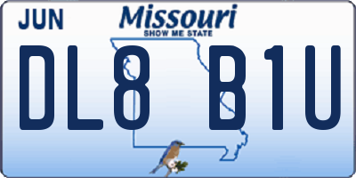 MO license plate DL8B1U
