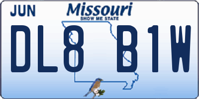 MO license plate DL8B1W