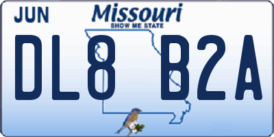 MO license plate DL8B2A