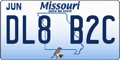 MO license plate DL8B2C