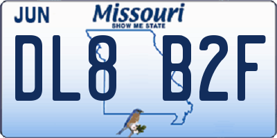 MO license plate DL8B2F