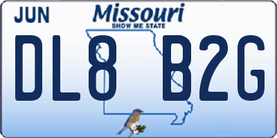 MO license plate DL8B2G