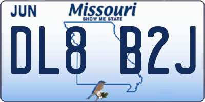 MO license plate DL8B2J