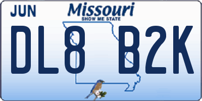 MO license plate DL8B2K