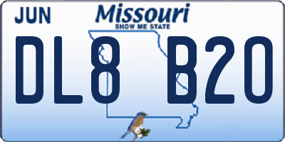 MO license plate DL8B2O