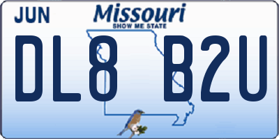 MO license plate DL8B2U