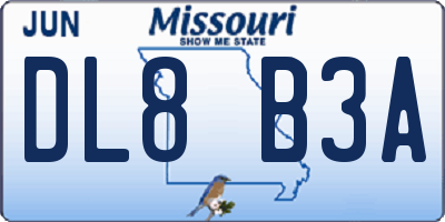 MO license plate DL8B3A