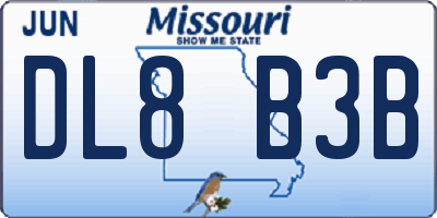 MO license plate DL8B3B