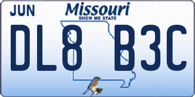 MO license plate DL8B3C