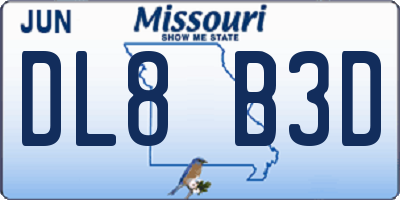 MO license plate DL8B3D