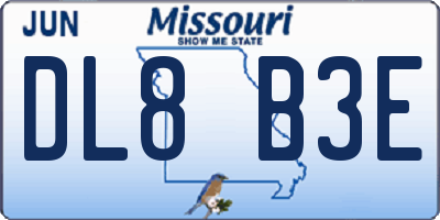 MO license plate DL8B3E