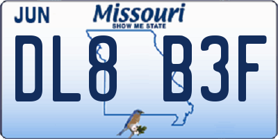 MO license plate DL8B3F