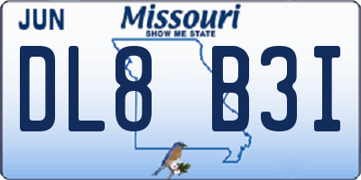 MO license plate DL8B3I