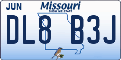 MO license plate DL8B3J