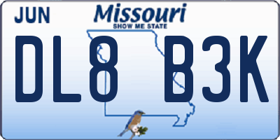 MO license plate DL8B3K