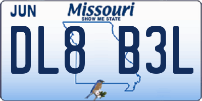 MO license plate DL8B3L