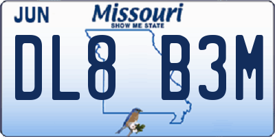 MO license plate DL8B3M