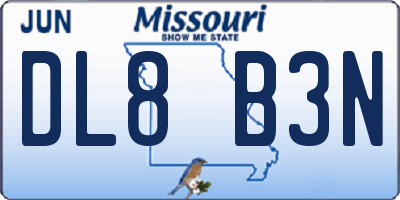 MO license plate DL8B3N
