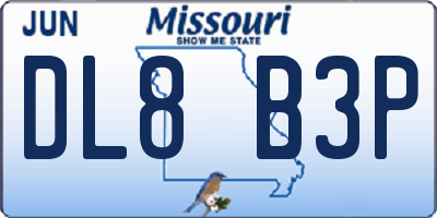 MO license plate DL8B3P