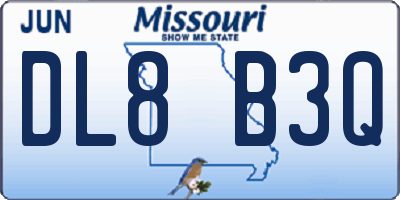 MO license plate DL8B3Q