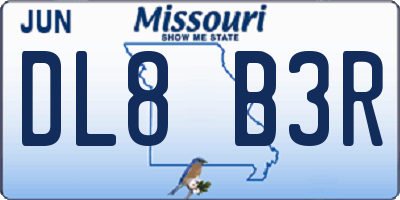 MO license plate DL8B3R