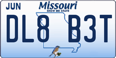 MO license plate DL8B3T